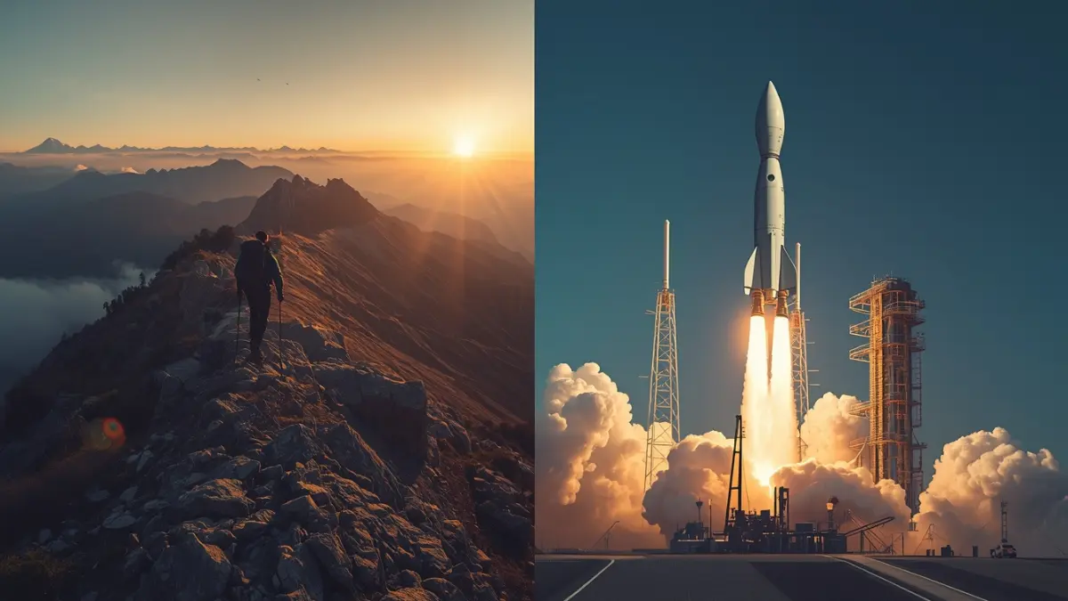 Comparison illustration of bootstrapping versus venture capital funding models for startups