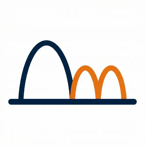 Educational icon for calculating elapsed time showing visual number line jumps with mountains and hills.